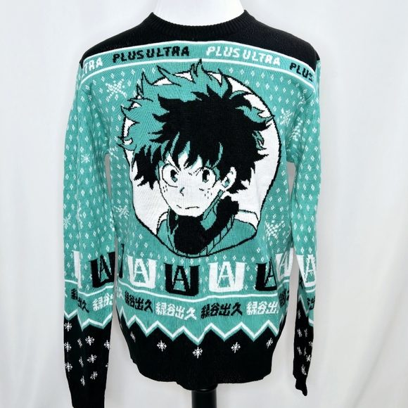 My Hero Academia - Plus Ultra Deku Izuku Midoriya Ugly Christmas Sweater Size Sm - Picture 2 of 8